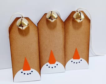 Christmas gift tags, Snowman tags, Holiday tags, Snowman Gift tags, Rustic Christmas tags, Set of 10 or 25