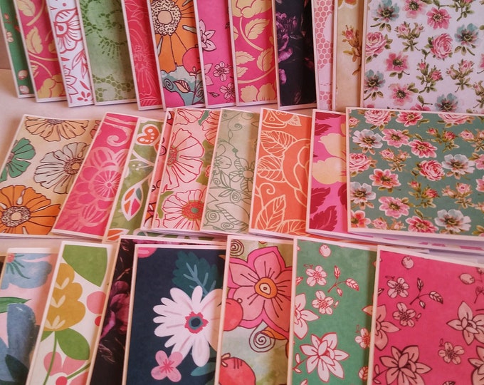 Floral Mini Note Cards Bulk Mini Note Cards Assorted Floral Etsy