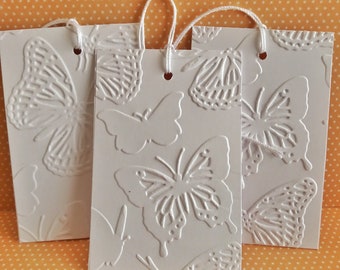 Butterfly tags, Butterfly Gift tags, Embossed Butterfly favor tags, Price tags, Packaging tags, Set of 12