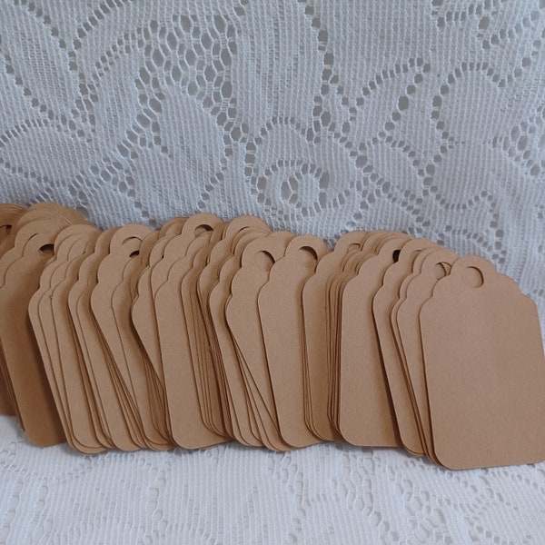 Kraft gift tags, Favor tags, Plain Kraft tags, Wedding tags, Rustic tags, Price tags, Set of 25 or 100, Size 2 1/2"x 1 1/2"