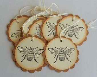 Bee tags, Bee gift tags, Bee favor tags, Bee wedding favor tags, Set of 12, 25, or 100