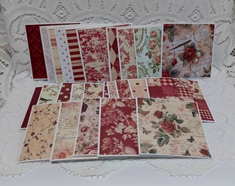 Vintage style mini note cards, Bulk folded mini note cards, Assorted mini notecards, Set of 25, 3 x 3 cards Not suitable for mailing.