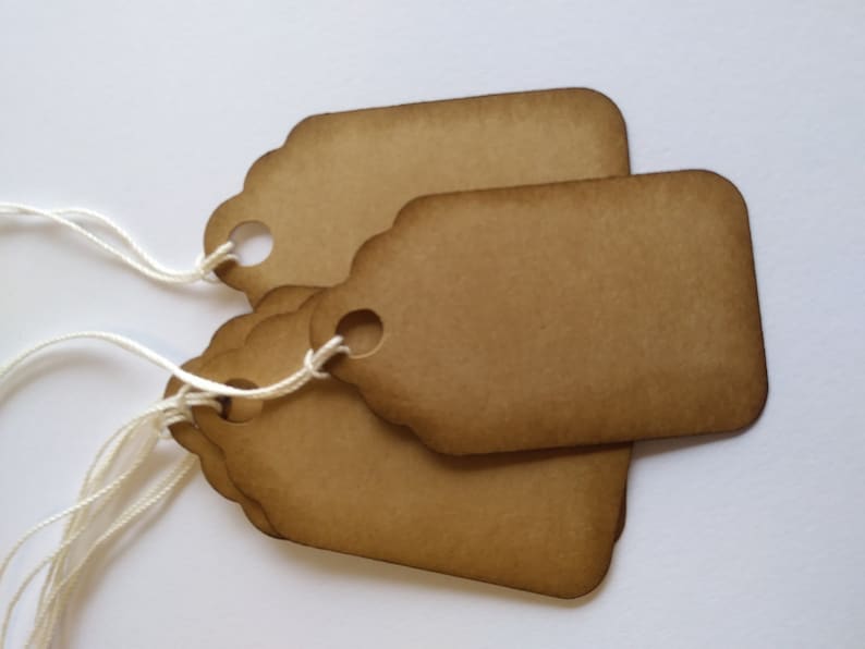 Kraft gift tags, Favor tags, Kraft tags, Wedding tags, Rustic tags, Price tags, Set of 25 or 100, Size 2 1/2x 1 1/2 image 6