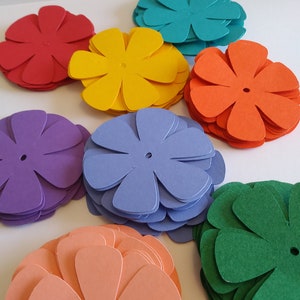 Flower die cuts, 2&quot; Flowers, Hawaiian flowers, Flower cut outs, Paper shapes, Die cut shapes, Set of 50, 100, or 500