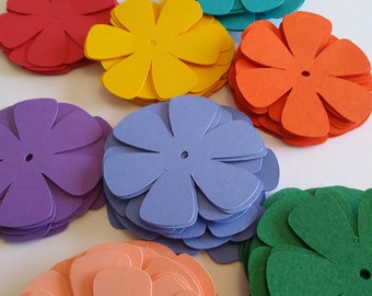 Flower die cuts, 2" Flowers, Hawaiian flowers, Flower cut outs, Paper shapes, Die cut shapes, Set of 50, 100, or 500