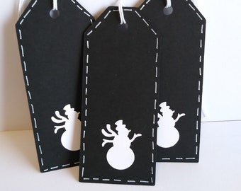 Christmas tags, Christmas gift tags, Holiday tags, Snowman tags, Set of 12