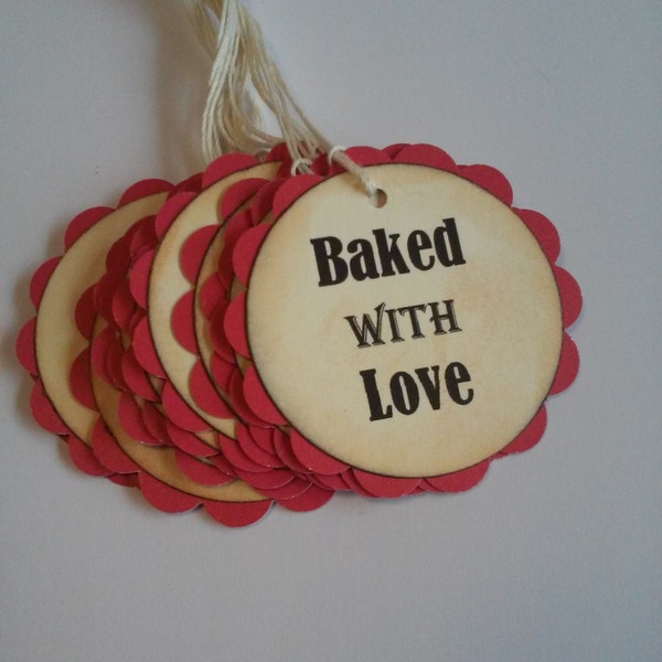 Baked With Love Tags, Baking Tags, Baked goods tags, Set of 12