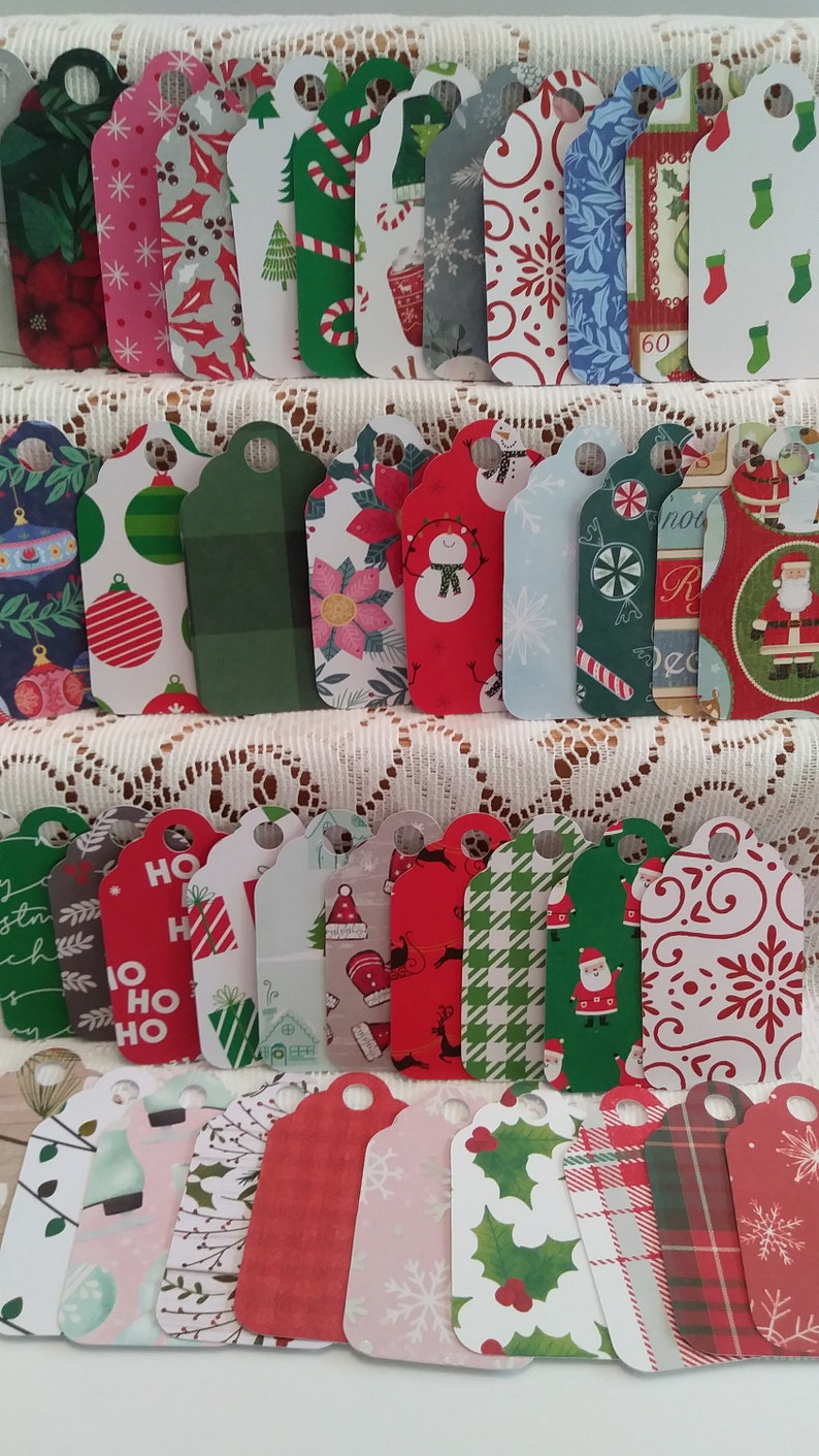Christmas gift tags, Holiday gift tags, Variety gift tags, Bulk gift tags, Set of 25 or 100, Size 2 1/2 x 1 1/2 image 4