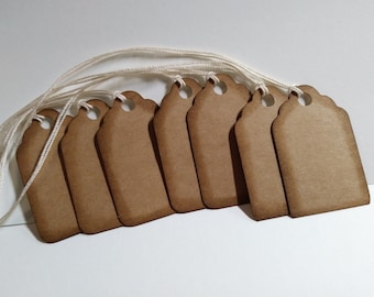 Small Kraft gift tags, Favor tags, Kraft tags, Wedding tags, Rustic tags, Price tags, 2" x 1 3/16" Set of 25 or 100