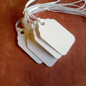 Mini price tags, jewelry tags, gift tags, small price tags, White jewelry tags, set of 25, 7/8 x 1 1/2 image 3