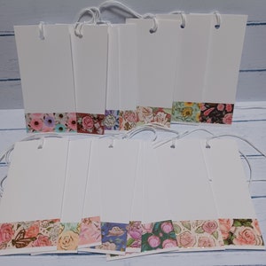 Floral Gift tags, Price tags, Floral Gold Foil tags, Hang Tags, Floral White Tags, Set of 15