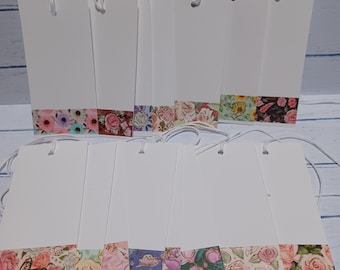 Floral Gift tags, Price tags, Floral Gold Foil tags, Hang Tags, Floral White Tags, Set of 15