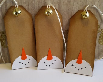 Christmas gift tags, Snowman tags, Holiday tags, Snowman Gift tags, Rustic Christmas tags, Set of 10 or 25