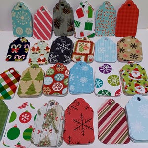 Christmas gift tags, Holiday gift tags, Variety gift tags, Bulk gift tags, Lightweight tags, Set of 25 or 100,  Size 2 1/2&quot; x 1 1/2&quot;