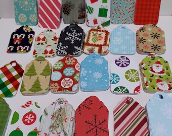 Christmas gift tags, Holiday gift tags, Variety gift tags, Bulk gift tags, Lightweight tags, Set of 25 or 100,  Size 2 1/2" x 1 1/2"