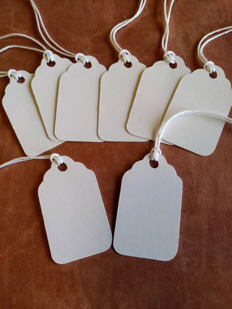 Mini price tags, jewelry tags, gift tags, small price tags, White jewelry tags, set of 25, 7/8 x 1 1/2 image 2