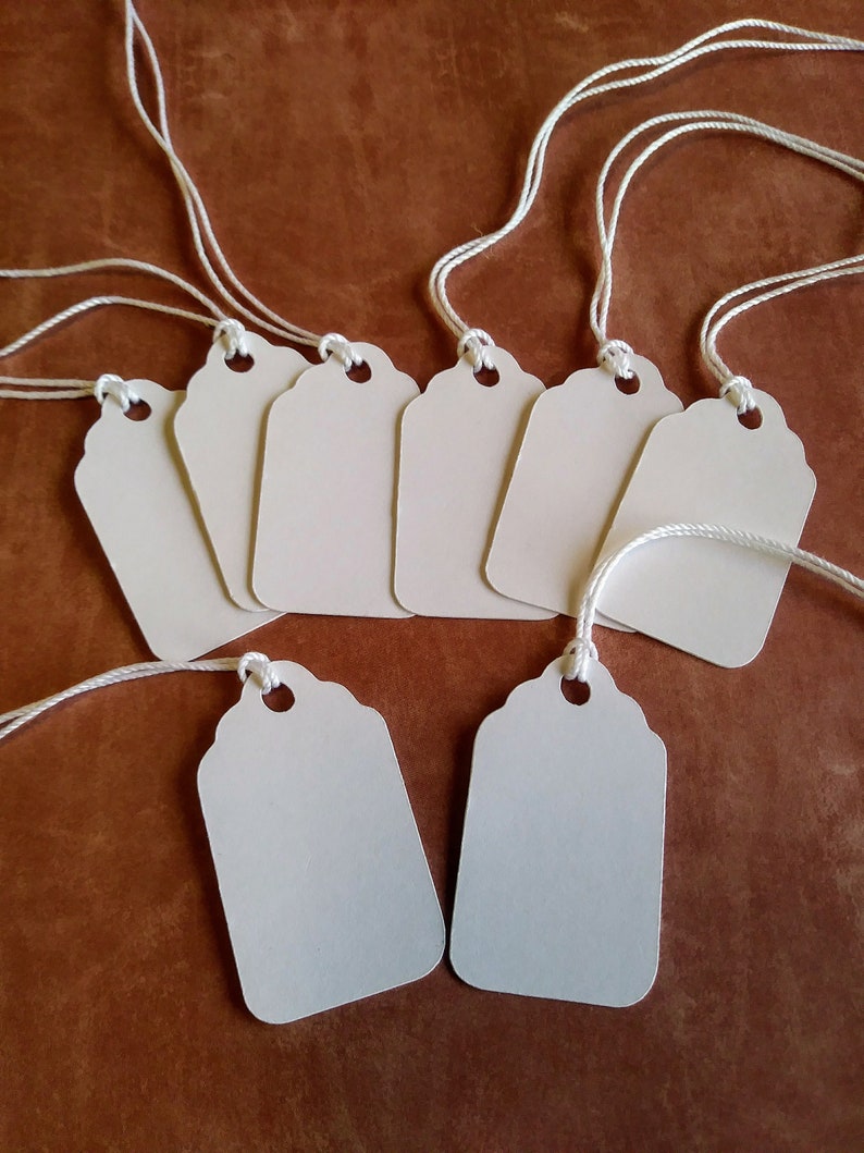 Mini price tags, jewelry tags, gift tags, small price tags, White jewelry tags, set of 25, 7/8 x 1 1/2 image 5