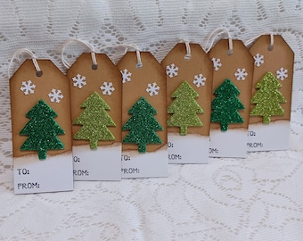 Christmas tree tags, Christmas gift tags, Holiday tags, Gift tags, Rustic Christmas Tags, To FromTags,  1 1/2" x 3 1/2", Set of 6