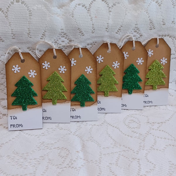 Christmas tree tags, Christmas gift tags, Holiday tags, Gift tags, Rustic Christmas Tags, To FromTags,  1 1/2" x 3 1/2", Set of 6