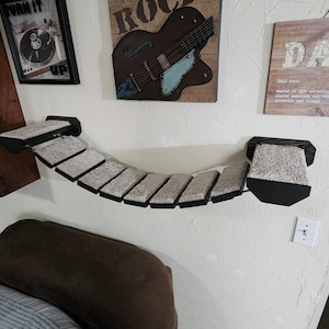Wall Mounted Cat Bridge / Hemp Rope and Wood Cat Bridge for Climbing and Playing