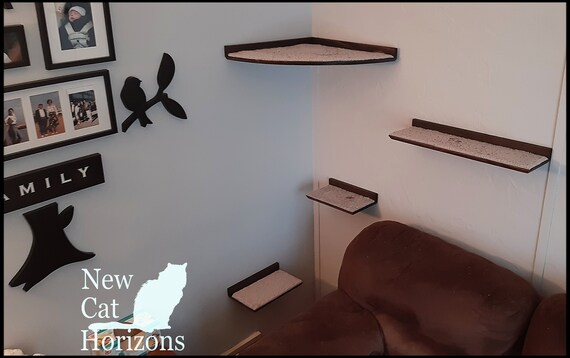 Floating Cat Shelf Set 4 Pc Corner Perch With 1 Long And 2 Etsy