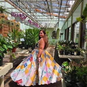 Colorful handmade patchwork long circle skirt