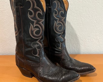 Black & Brown Snakeskin Western Cowboy Boots