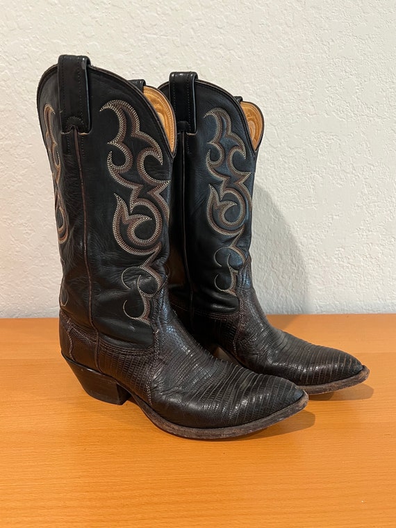 Black & Brown Snakeskin Western Cowboy Boots