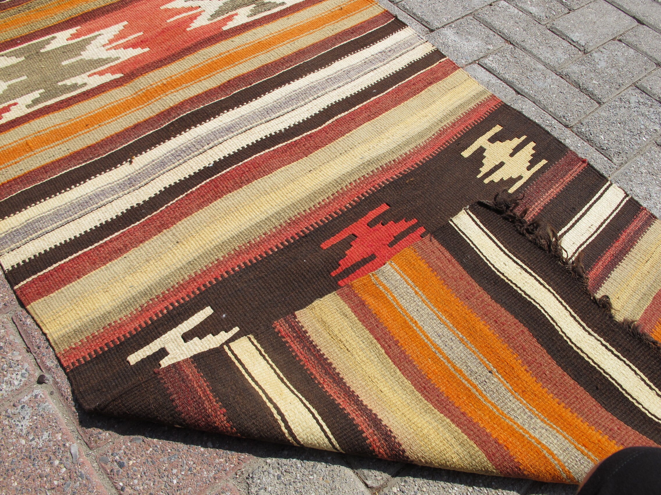 Roter türkischer Kelim Läufer Grüner Vintage Handgewebte | Etsy