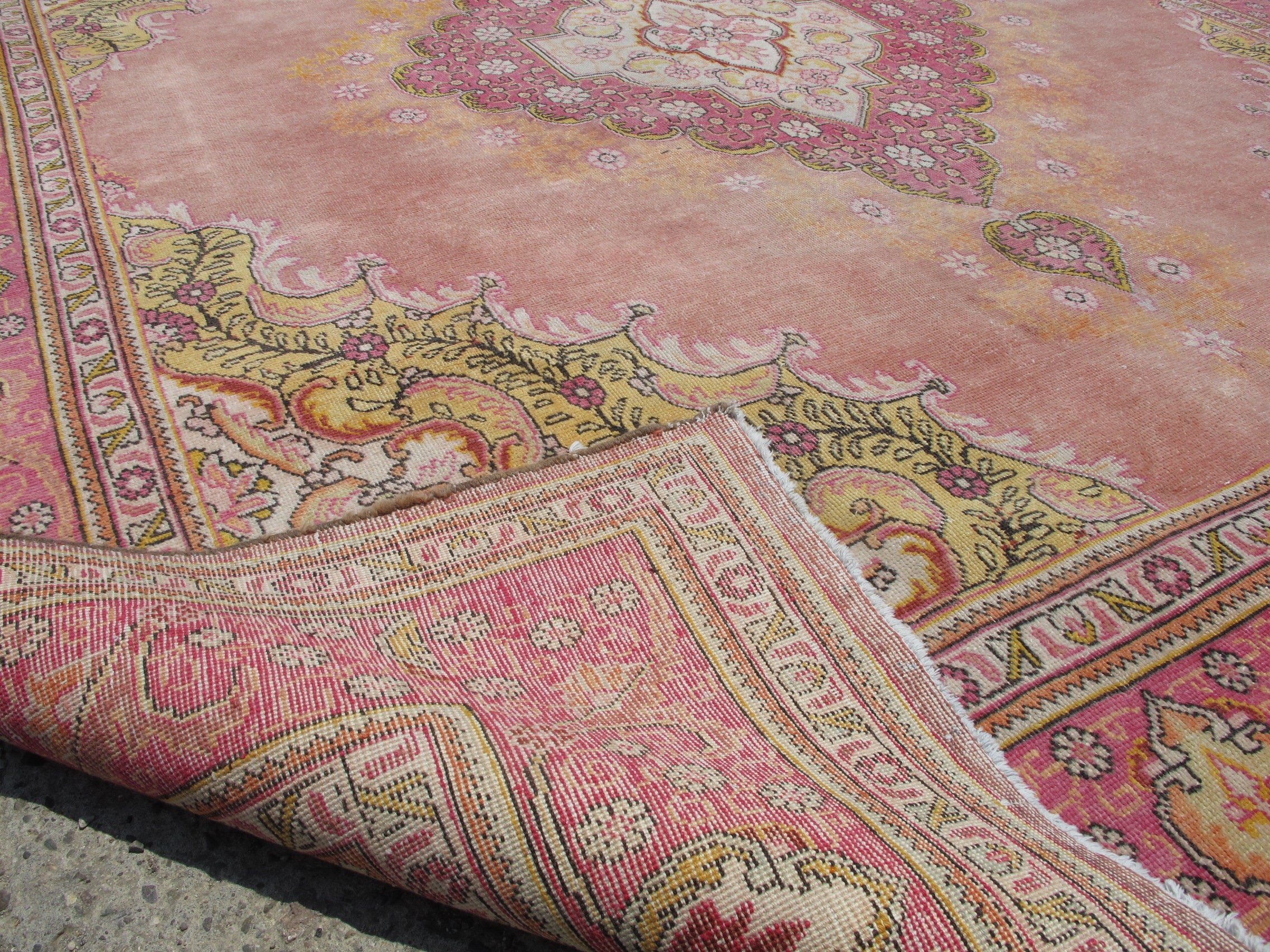 Alfombra persa rosa de gran tamaño alfombra vintage tejida a | Etsy