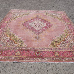 Alfombra persa rosa de gran tamaño alfombra vintage tejida a | Etsy