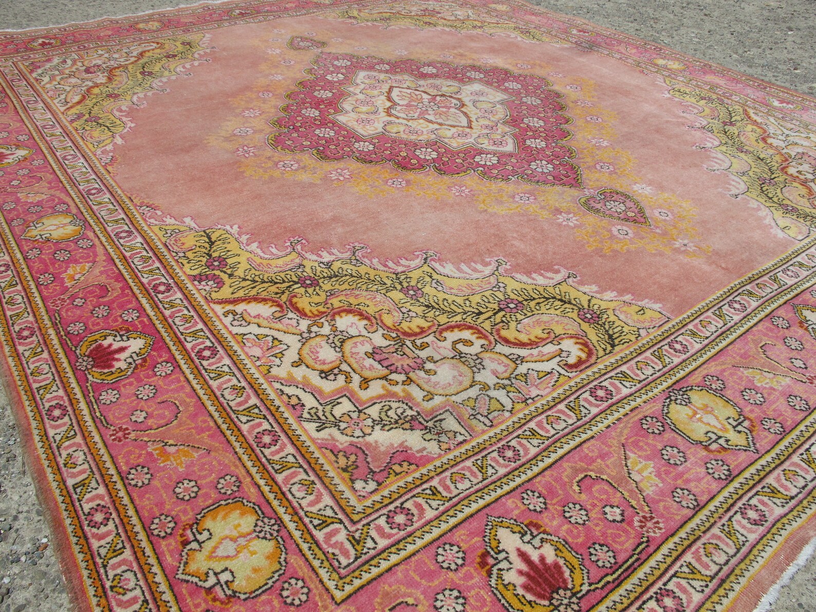 Alfombra persa rosa de gran tamaño alfombra vintage tejida a | Etsy