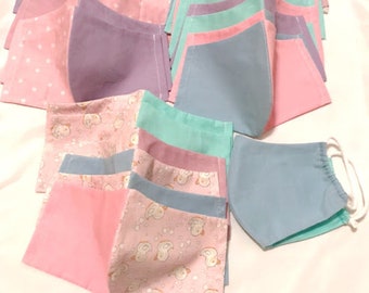Duo Color,Double Layered Cotton Fashion Face Masks,READY TO SHIP, Reusable Face Masks,Washable Face Masks,Pocket Face Masks,Kawaii Face Mask