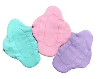 Pastel Period Pads Set of 3 | 100% Cotton/PLASTIC-FREE | Kawaii Period Pads | Cotton Period Pads|Sustainable Period Pads|Cute Menstrual Pads