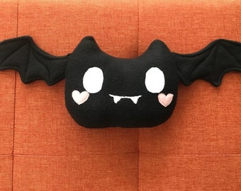 Kawaii Bat Plush | Animal Plush, Halloween Home Decor, Bat Bedroom Decor, Bat gifts, Bat Pillow, Kawaii decor, Goth pillow, Halloween Bat