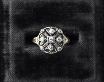 Victorian Diamond Ring in 14K and Silver