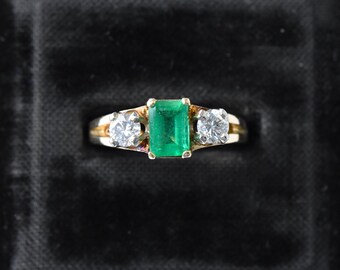 Estate Emerald and Diamond Trilogy in 14K Gold