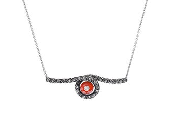 Victorian Carnelian and Rose Cut Diamond Conversion Necklace in 14K Gold and Silver