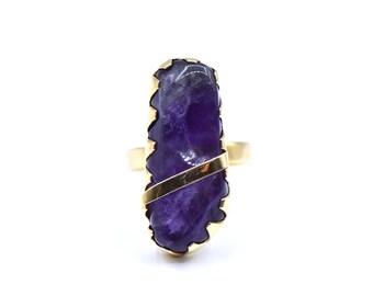 Estate Tumbled Amethyst Gemstone Ring in 10K