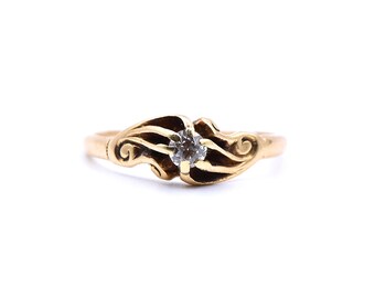 Victorian Diamond Solitaire Ring in 14K