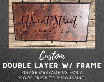Large custom business sign | Double layer sign with frame | Framed Custom Metal | Personalized Custom Signs | Metal sign |Custom Metal signs