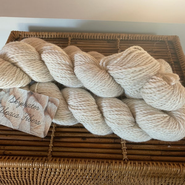 Y15:  100% Alpaca 2-ply DK Yarn in Natural White Heather