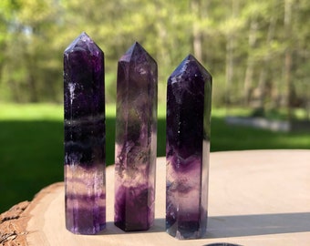 Purple Banded Fluorite Crystal - Fluorite Generator - Crystal Point - Zoned Fluorite