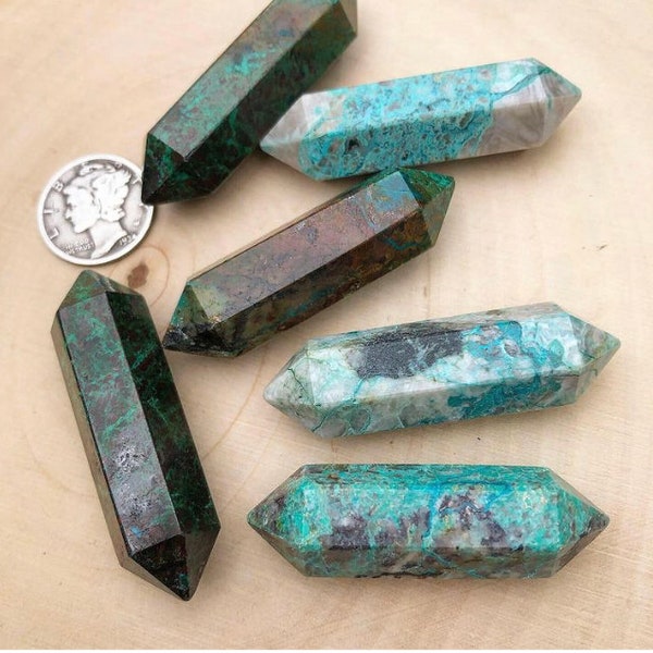 Chrysocolla Double Terminated Points - Jewelry Quality, Crystal Grids, Layouts