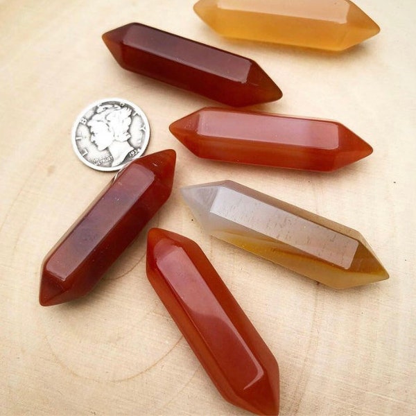 Carnelian Agate Double Terminated Points - Jewelry Quality, Crystal Grids, Layouts
