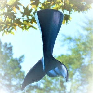 Whale of a Tail-Blue Whale Tail & Spoon Fish Wind Chime-Nautical Wind Catcher-Marine Sculpture-Beach Housewarming Gift-Under the Sea Decore