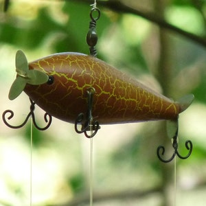Whimsical Fishing Lure & Spoon Fish Windchime-Man Cave Decore-Fishing Cabin Outdoor Art-Father's Day-Husband Anniversary Gift-Man Cave Decor
