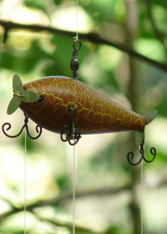 Whimsical Fishing Lure & Spoon Fish Windchime-man Cave Decore-fishing Cabin  Outdoor Art-father's Day-husband Anniversary Gift-man Cave Decor 