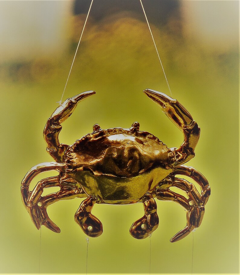 Bronzed Metallic Crab & Spoon Fish Windchimenautical Beach Etsy