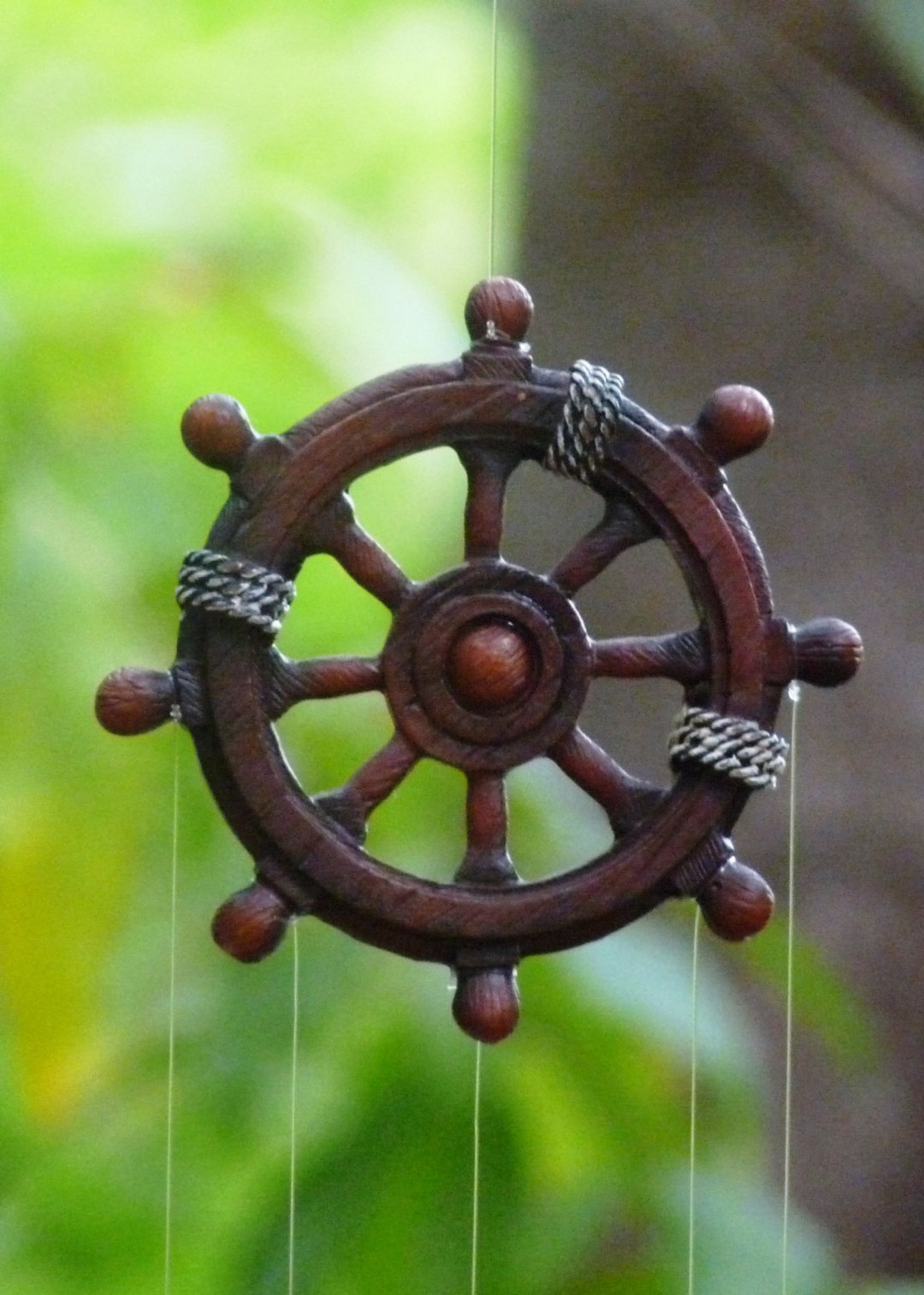 Ship Helm Wheel & Spoon Fish Marine Windchime, Nautical Nursery